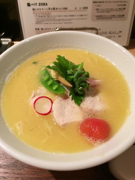 「鶏白湯SOBA1000円」@銀座 篝 本店の写真