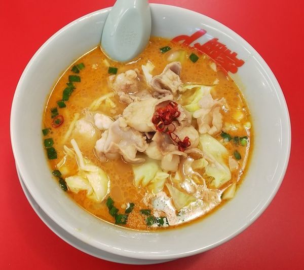 「牛モツ味噌ラーメン900円」@ラーメン山岡家 山形西田店の写真