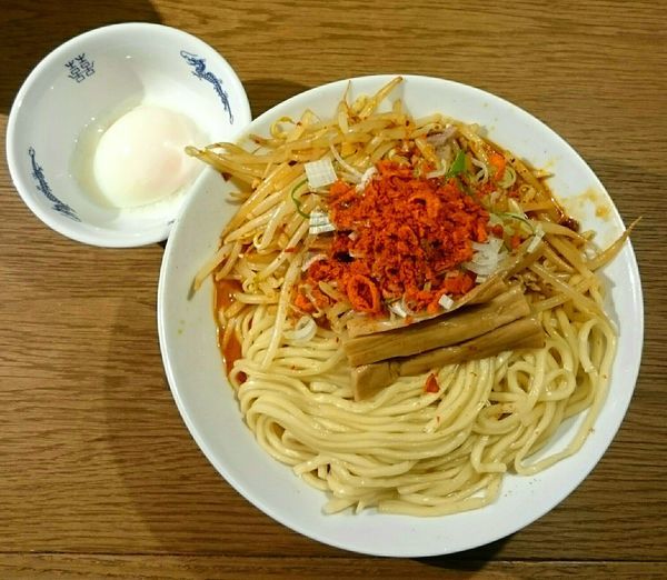 「辛まぜそば(温玉)」@中華そば 二階堂の写真