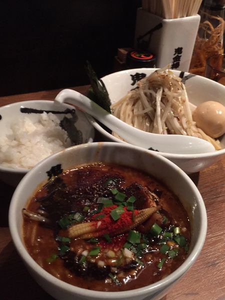 「特製カラシビつけ麺(中盛り辛さ普通痺れ普通)＋半飯」@カラシビ味噌らー麺・つけ麺 神田本店の写真