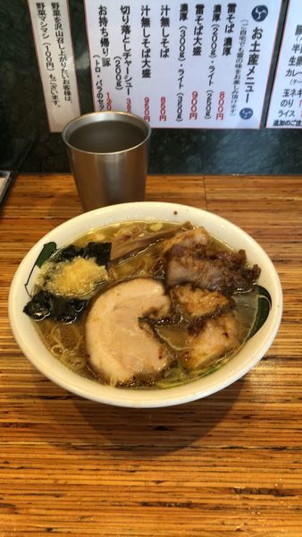 「雷そば ミニ 裏メニュー塩800円 トロ豚200円」@雷 松戸駅東口店の写真