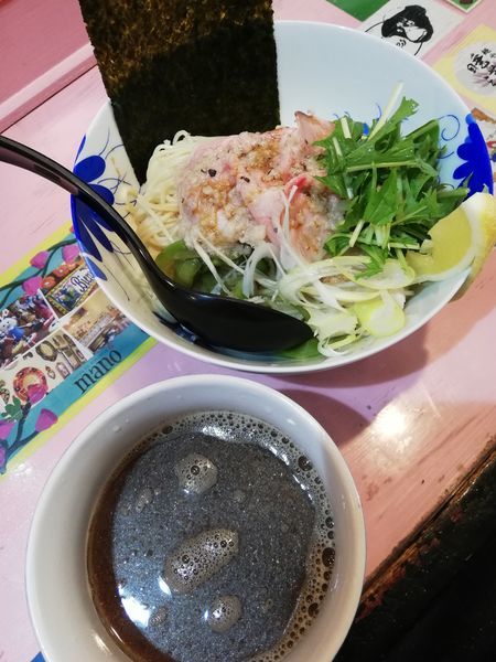 「凛々しいガッツリ背脂煮干しカップつけソバ(限定)」@らーめん凛々の写真