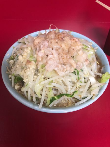 「小少なめ固め野菜油ニンニク少し」@ラーメン二郎 中山駅前店の写真
