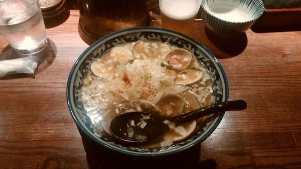 「はまぐりラーメン¥980-＋生ビール」@和風楽麺 四代目 ひのでやの写真