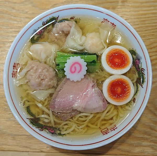 「味玉ワンタン麺(白だし)1140円」@キング製麺の写真