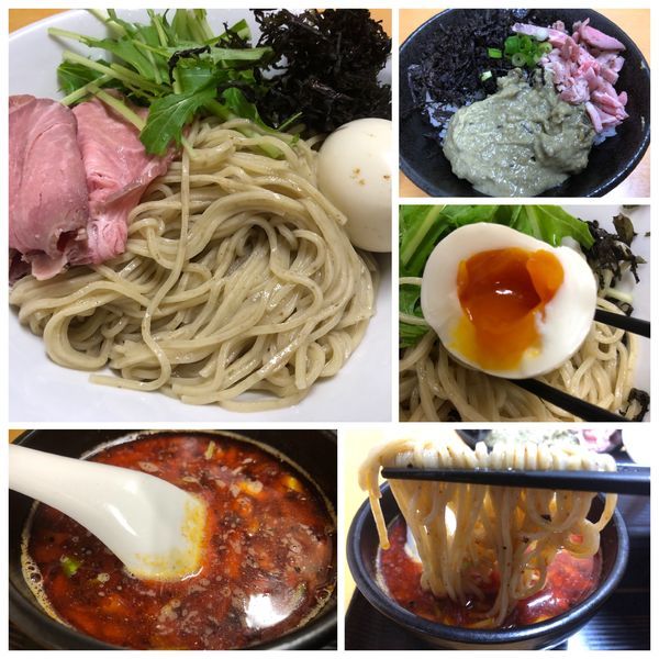 「【限定】辛いつけそば 850円 牡蠣ペご飯 350円」@と多゛食堂の写真