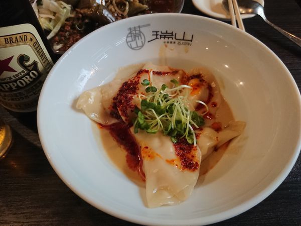 「胡麻ダレ水餃子 350円＋ビール＋限定麺」@中華蕎麦 瑞山（ZUIZAN）の写真