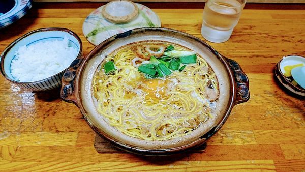 「なべ焼きラーメン(普)+ごはん(小)」@橋本食堂の写真