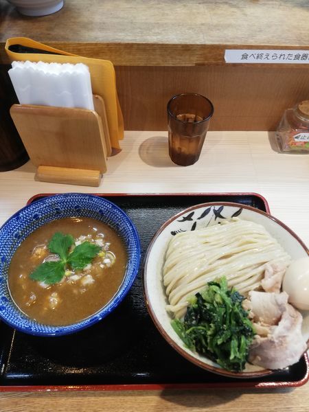 「濃厚つけ麺小結350グラム850円クーポン味玉」@らー麺土俵 鶴嶺峰の写真
