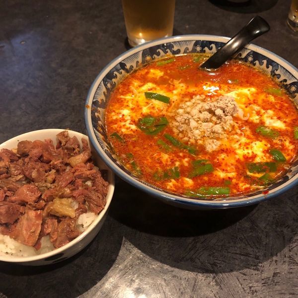 「からめん5辛＋牛すじめし」@からめんや えんの写真