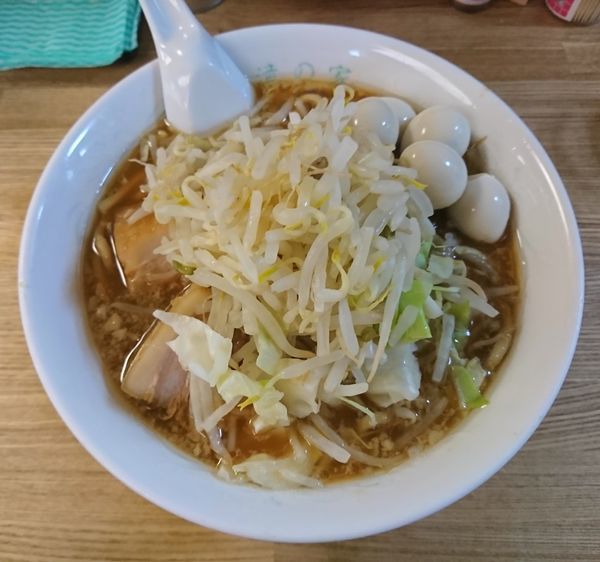 「🉐ブタメン(並)＋うずら＋ラオガンマ別皿」@豚麺 ポルコの写真