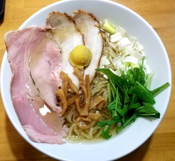 「虜柚子中華そば+ガリぺパ肩ロース丼」@自家製中華そば 麺の虜の写真