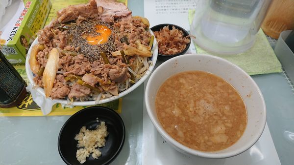 「スタミナ肉玉つけ麺940円+他」@ラーメン 富次郎 堀町店の写真