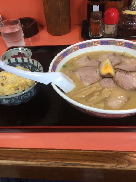 「半チャーハンセット 味噌チャーシュー変更 1150円」@ラーメン餃子 武蔵の写真