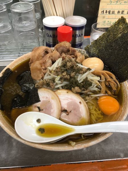 「鮑肝出汁の悪い奴大盛り＋悪い肉」@覆麺 智の写真