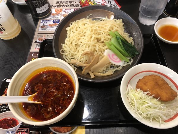 「【期間限定】激辛つけめん 640円 餃子」@幸楽苑 所沢美原店の写真