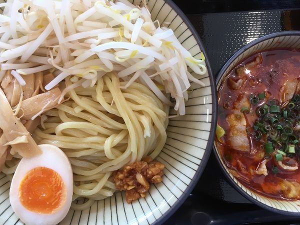 「唐辛子つけ麺並 730円」@優勝軒 日立店の写真