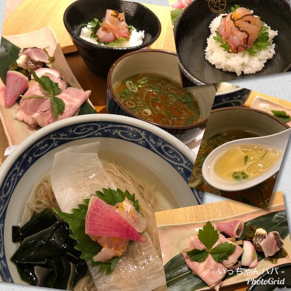 「限定20食）至福の真鯛つけそば 鯛飯付き 1,000円」@むぎくらべの写真