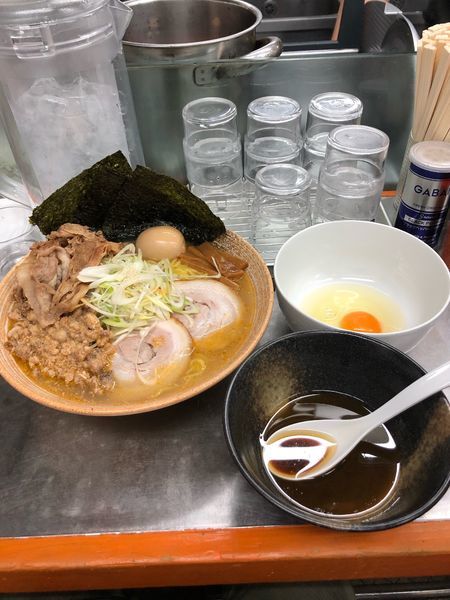 「鮟鱇・鮟肝出汁の悪いつけそば大盛(熱盛り)＋悪い肉」@覆麺 智の写真