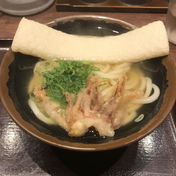 「温かけ中（￥520）＋半ゲソ天（￥110）＋上天（￥200）」@香川 一福 神田本店の写真