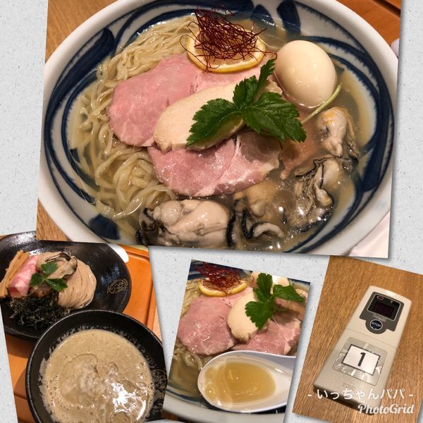 「牡蠣の冷やしそば 900円 大盛り100円 味玉 100円」@むぎくらべの写真