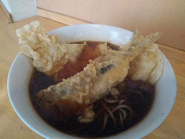 「肉天、いわし天そば」@一○そばの写真