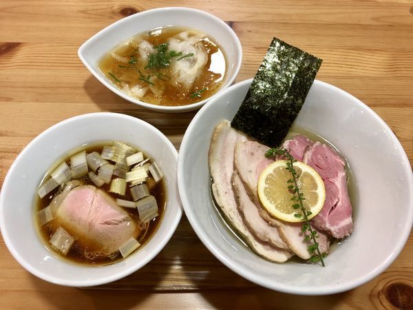 「チャーシュー醤油昆布水つけそば￥1150＋わんたん増￥150」@アメノオトの写真