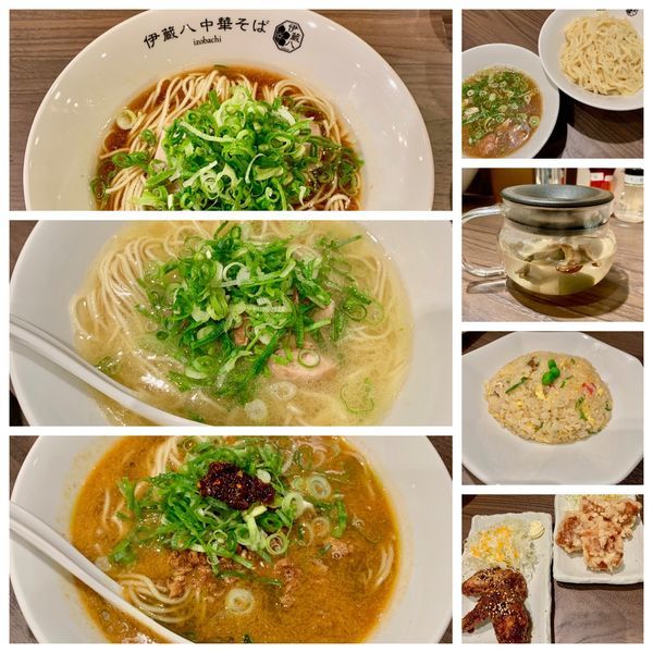 麺メニュー4種類と半炒飯＋唐揚げ＋手羽先