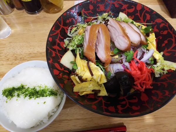 「【限定】秋刀魚節の冷し中華（とろろご飯セット）　1000円」@中華そば You Leeの写真