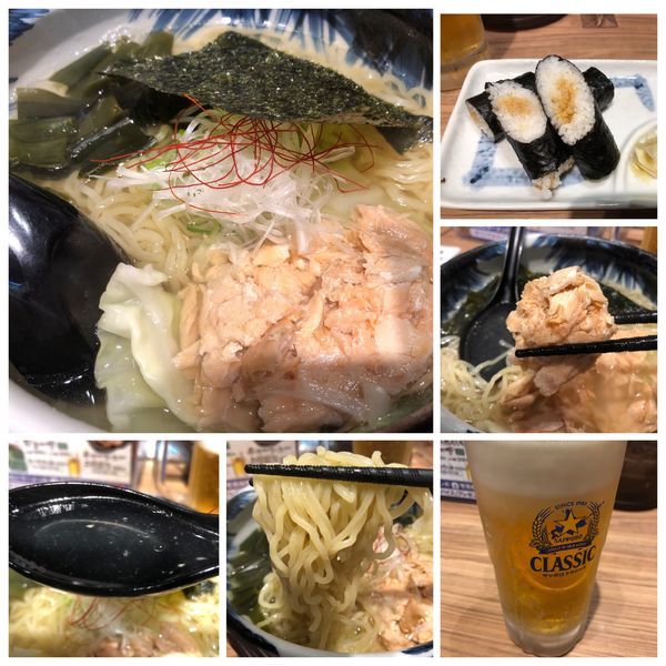 「【限定】鮭冬葉塩 800円  山わさび巻 350円」@弟子屈ラーメン 新千歳空港店の写真