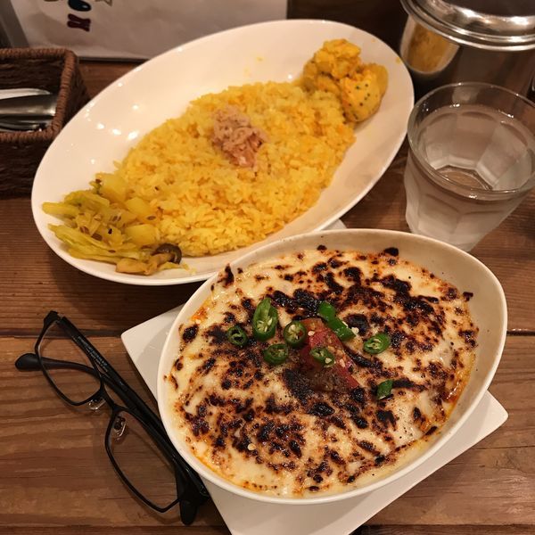 「スパイシーマサラカリー+焼きチーズ」@レインボウスパイスの写真