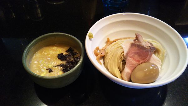 「（限定）冷し純鯛つけ  普通盛、味玉」@七福軒の写真