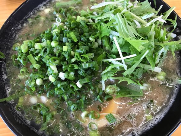 「塩豚骨ラーメン750円+葱100円」@豚骨ラーメン 新井商店の写真
