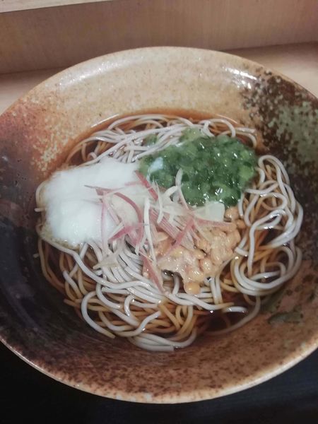 「山形だしのネバネバ3色そば」@えきめんや 品川店の写真