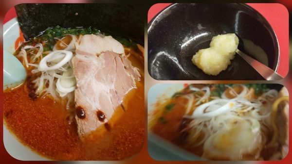 「地獄の激辛ラーメン870＋海苔110+ｸｰﾎﾟﾝﾁｬｰｼｭｰ」@山岡家 狭山店の写真