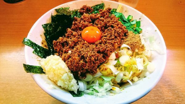 「【限定】我流豚星。台湾混蕎麦(麺半分･大蒜･追い飯)+チーズ」@豚星。の写真