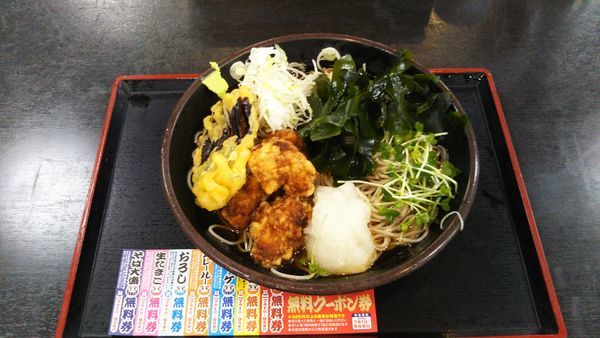 「唐あげおろし、わかめ(クーポン)」@ゆで太郎 新橋5丁目店の写真