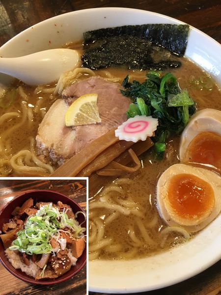 「らーめん大盛680円＋味付玉子」@麺座でんの写真