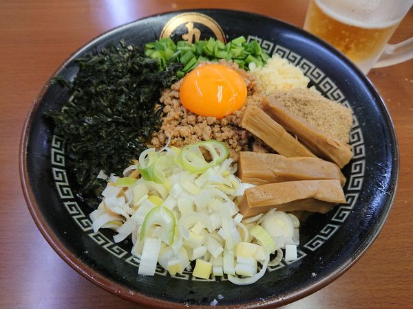 「【限定】台湾まぜそば (並)850円＋半ライス50円 他」@中華蕎麦 丸め 東久留米店の写真