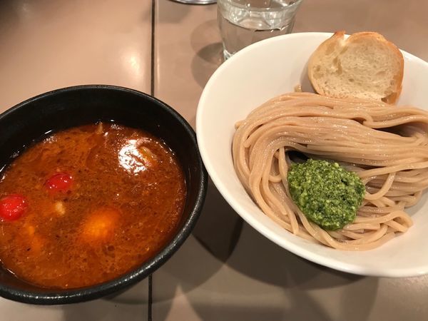 「海老トマトつけ麺味玉入り(1,050円)」@つけ麺 五ノ神製作所の写真