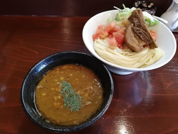 「牛カレーつけ麺ポークチョップ（限定）」@らーめん 五ノ神精肉店 煮干し編の写真