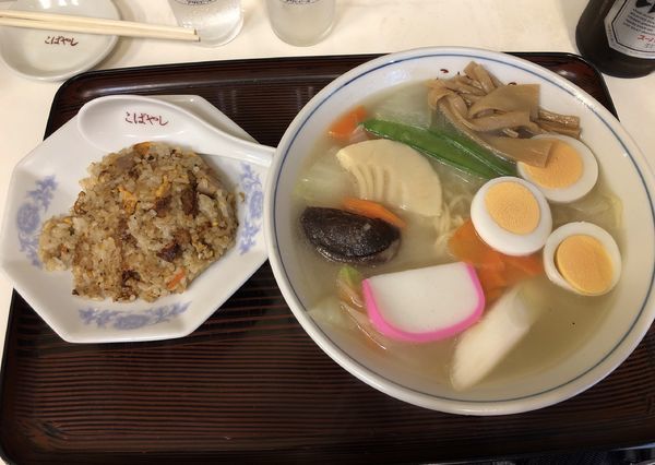 「五目そば800円+半チャーハン+ビール」@中華 こばやしの写真