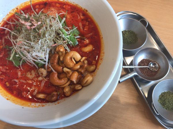 「冷やし汁あり担々麺1000円＋三種の花山椒150円＋辛さ増し」@175°DENO～担担麺～ 福島店の写真