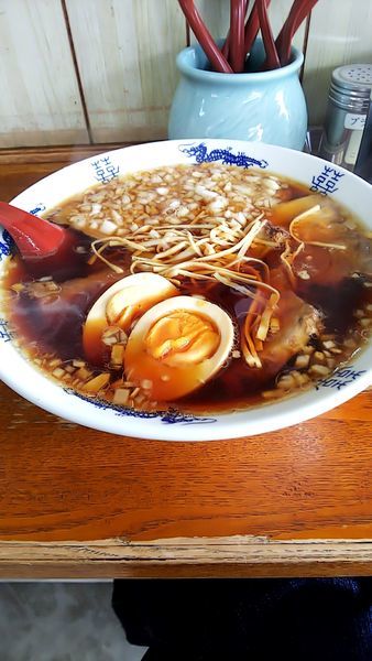 「チャーシュー麺+煮玉子+玉ネギ」@ラーメン ワンちゃん 木更津本店の写真