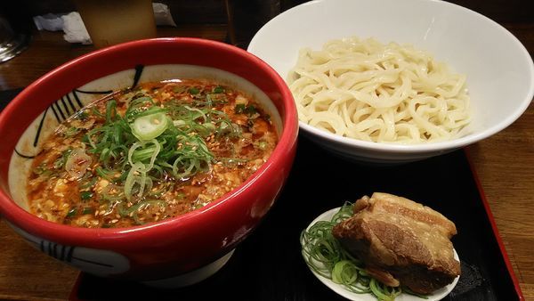 「麻婆納豆つけ麺　+　角煮」@辛っとろ麻婆麺 あかずきん 蒲田店の写真
