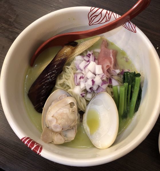 「【限定】はまぐりと緑野菜のすり流し麺」@麺処 あす花の写真