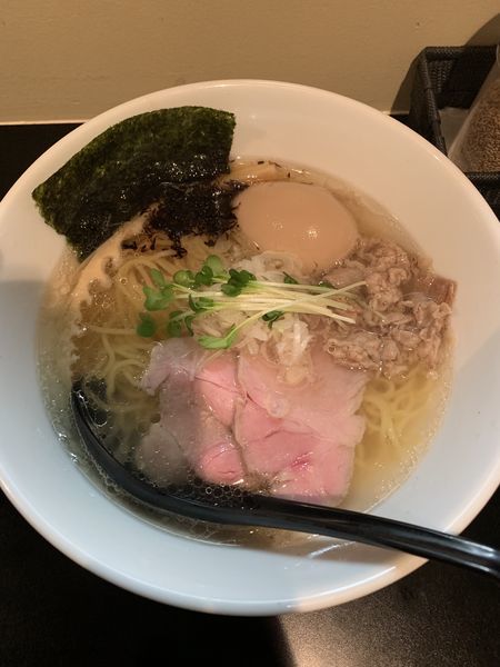 「塩ラーメン、宮崎牛丼」@麺や 勝治の写真