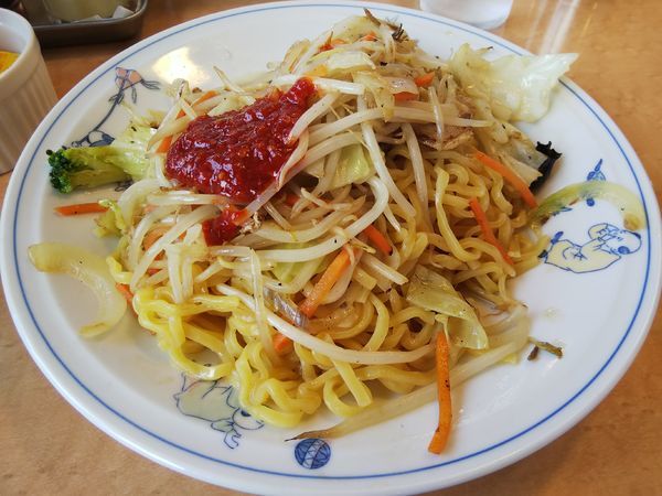 「チャーメン　（麺大盛り）　※特製豆板醤のせ」@テンホウ 松本渚店の写真