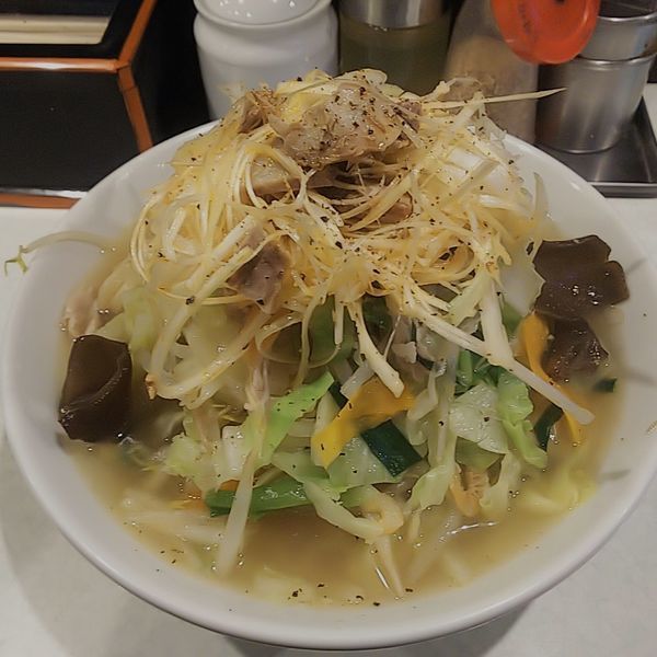 「たんめん（並・太麺）ピリ辛白髪ネギ」@麺処 まるよし商店の写真
