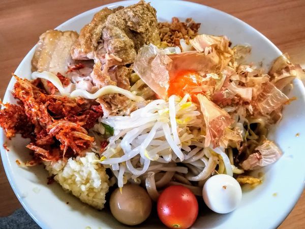 「冷やし中華B950麺少なめニンニクマシ海老辛」@豚星。の写真